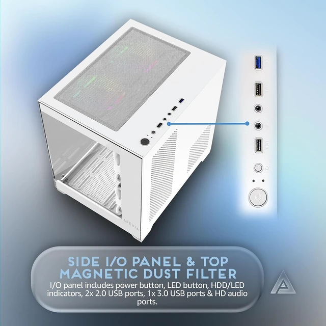 Alt view image 5 of 7 - Prism-WH Dual-Chamber Micro-ATX Case with 5X ARGB PWM Fans