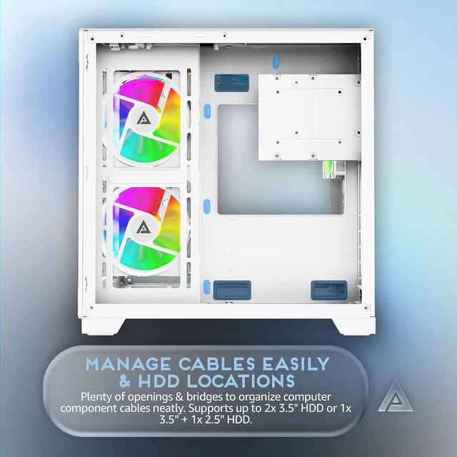 Alt view image 7 of 7 - Prism-WH Dual-Chamber Micro-ATX Case with 5X ARGB PWM Fans