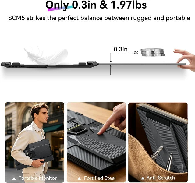 Alt view image 2 of 7 - 14" 1080P FHD IPS Laptop Screen Extender Ultra-Slim Portable Dual Monitor for 13"-17.3" Laptops, USB-C Plug & Play for Windows/Mac/Android/Switch