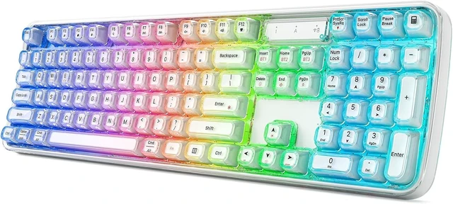 Main image of Upgraded Wireless Ergonomic Keyboard BT/2.4GHz Tri-Mode, Natural Curve, RGB Backlit, Rechargeable, Full-Size for Computer/Laptop/Mac/MacBook, Pearl White