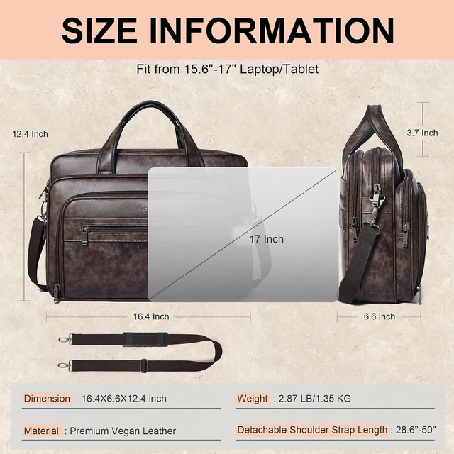 Alt view image 4 of 7 - 17-Inch Large Laptop Messenger Bag for Men & Women
