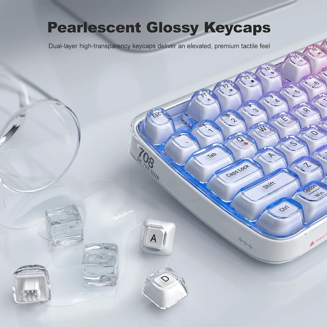 Alt view image 6 of 7 - Upgraded Wireless Ergonomic Keyboard BT/2.4GHz Tri-Mode, Natural Curve, RGB Backlit, Rechargeable, Full-Size for Computer/Laptop/Mac/MacBook, Pearl White