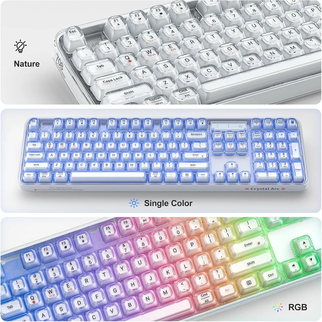 Alt view image 7 of 7 - Upgraded Wireless Ergonomic Keyboard BT/2.4GHz Tri-Mode, Natural Curve, RGB Backlit, Rechargeable, Full-Size for Computer/Laptop/Mac/MacBook, Pearl White