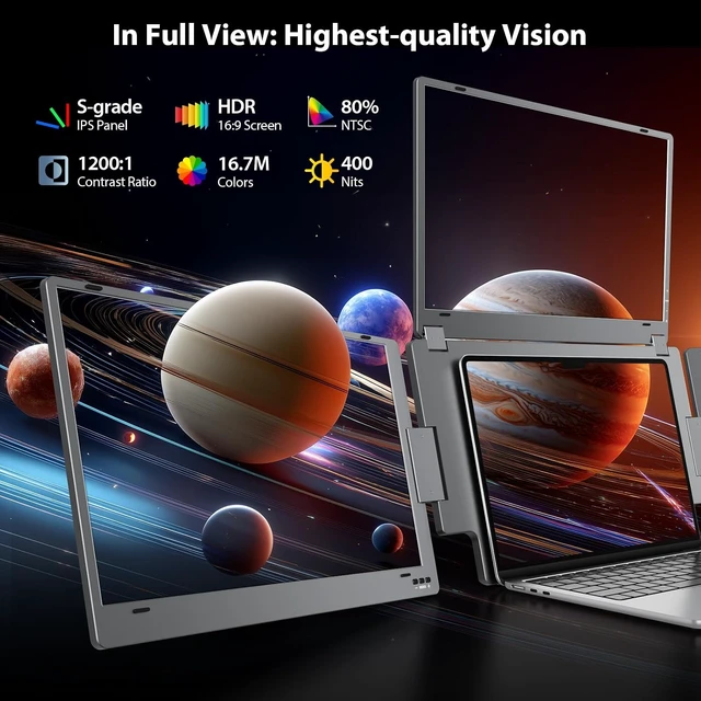 Alt view image 7 of 7 - 15.6" Quad Portable Laptop Screen Extender Monitor X90G