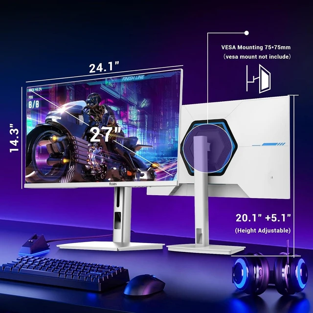 Alt view image 7 of 7 - 27-Inch White Gaming Monitor 320Hz WQHD (2560 x 1440) IPS, HDR10