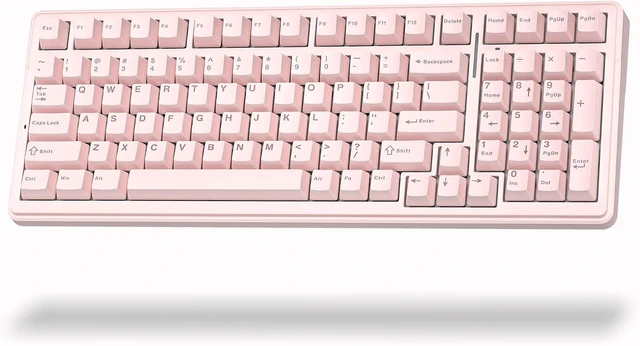 Main image of Aula F99 Wireless Silent Mechanical Computer Keyboard with Number Pad (Pink)