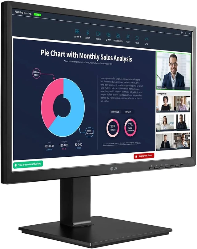 Alt view image 7 of 7 - 24BP75CP-B 24-Inch Professional PC Monitor IPS FHD (1920x1080), 75Hz 5ms GtG, Multi-Setting Stand, Speakers, 2MP Webcam, Built-in Mic, USB-C (65W)