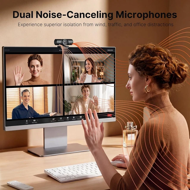 Alt view image 7 of 7 - HelloCam Lite 4K Webcam Auto Electronic Shutter, True Privacy, 9-Step Digital Zoom, 1080p 60fps, 2 Noise-Canceling Mics, AE&3DNR, USB Camera for Zoom/Teams/Streaming