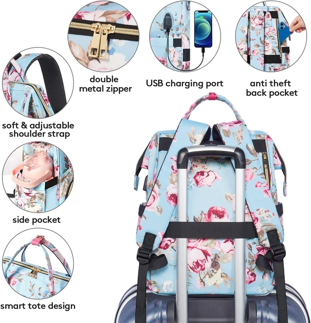 Alt view image 5 of 6 - 15.6-Inch Laptop Lunch Backpack for Women Durable, with USB Port