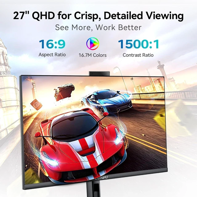 Alt view image 7 of 7 - 27" Monitor with Built-In 5MP Webcam QHD Display, Mic & Speakers