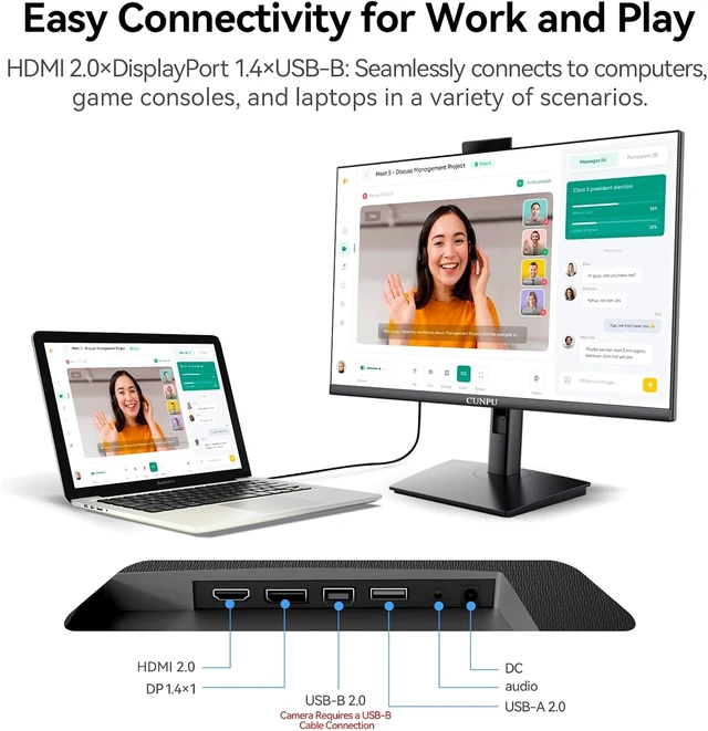 Alt view image 6 of 7 - 27" Monitor with Built-In 5MP Webcam QHD Display, Mic & Speakers
