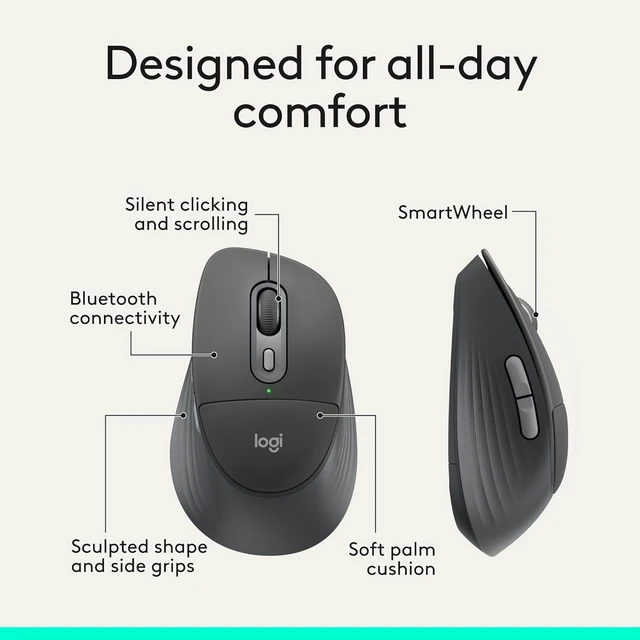 Alt view image 4 of 7 - Signature Comfort Plus M850 L Bluetooth Wireless Mouse (Graphite)