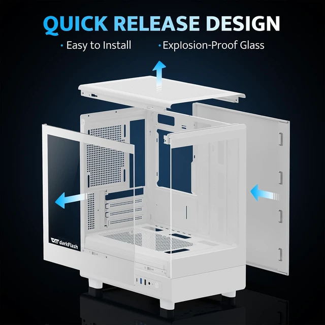 Alt view image 2 of 7 - DB330M Micro ATX PC Case 3 PWM ARGB Fans Pre-Installed (White)