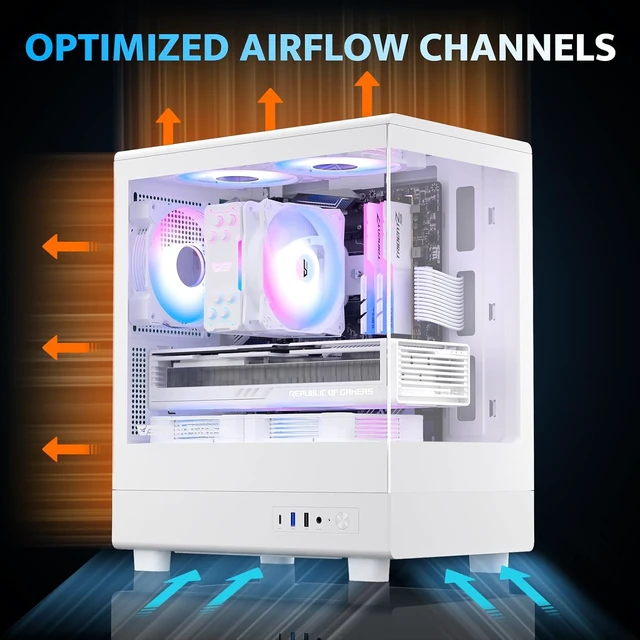 Alt view image 7 of 7 - DB330M Micro ATX PC Case 3 PWM ARGB Fans Pre-Installed (White)
