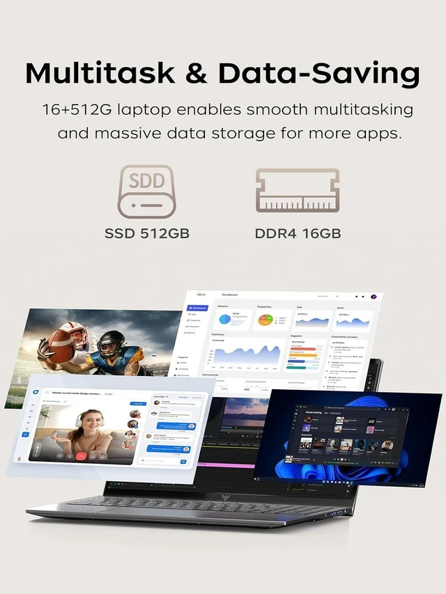 Alt view image 4 of 7 - 2026 Gaming Laptop Ryzen 5 7430U (6C/12T, Up to 4.3GHz), 15.6" Display, Radeon Graphics, 16GB RAM, 512GB NVMe SSD, WiFi 6, HDMI, Type-C, Webcam Cover Slide (BK)
