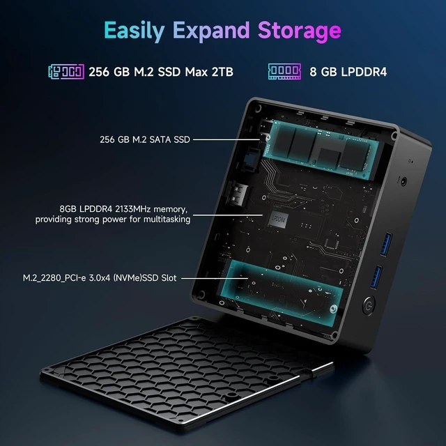 Alt view image 3 of 7 - B3 Pro Mini PC N4500 Max 2.8GHz, 8GB DDR4 RAM, 256GB M.2 SSD (Expandable 4TB), Dual 4K HDMI, WiFi5, BT5.0, Prebuilt OS for Home, Office & Gaming