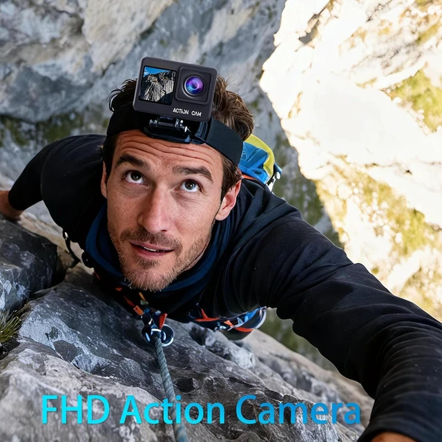 Alt view image 6 of 7 - Dual-Screen Action Camera 1080P 16MP Waterproof Camera (Black)