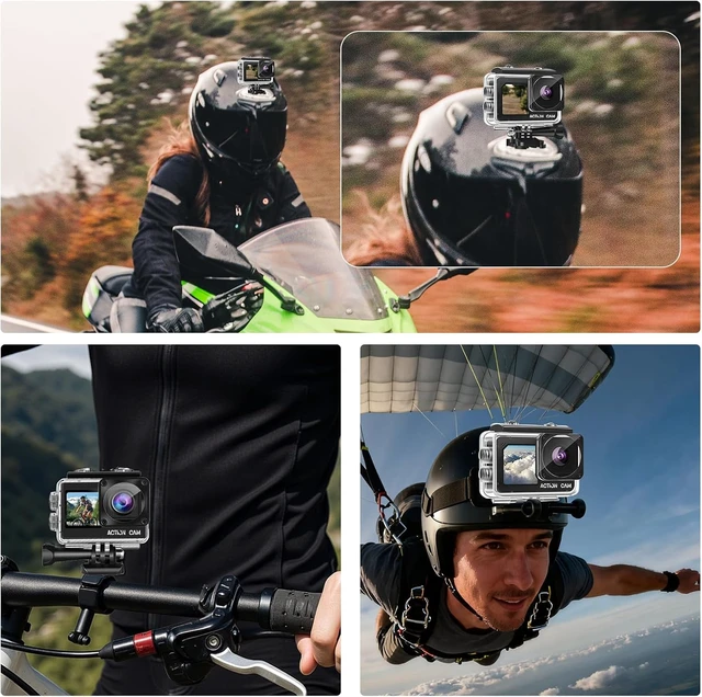 Alt view image 7 of 7 - Dual-Screen Action Camera 1080P 16MP Waterproof Camera (Black)