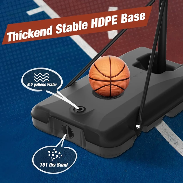 Alt view image 6 of 7 - Outdoor Basketball Hoop with 33" Shatterproof Backboard Portable Basketball Goal System
