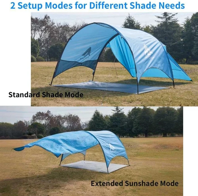 Alt view image 4 of 7 - Beach Tent Compact Fold Beach Shade Canopy (16.9x3.9), Own Patent, 360° Ventilation, Large Side Storage Pocket, UV Protection Portable Sun Shelter (Blue, 106*65*61 with 74.8*98.4 sail)