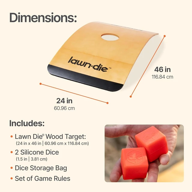 Alt view image 5 of 7 - Lawn Die Toss Game Board 24 x 26 in, 2 Dice, Beach & Lawn Game for Adults