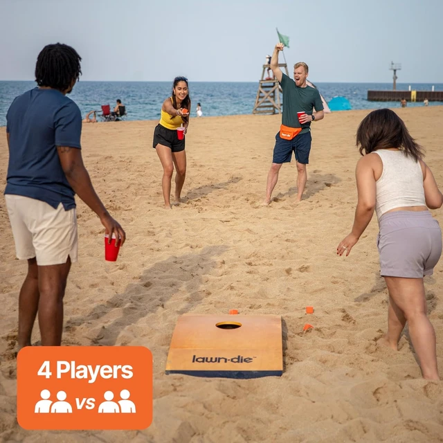 Alt view image 7 of 7 - Lawn Die Toss Game Board 24 x 26 in, 2 Dice, Beach & Lawn Game for Adults