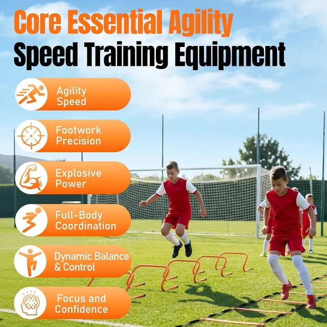Alt view image 7 of 7 - Agility Ladder Soccer Training Equipment Set for Speed & Agility Training