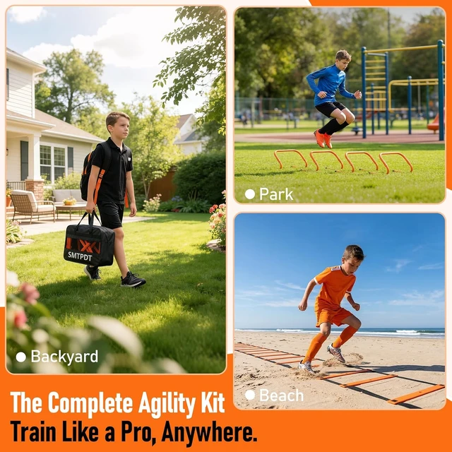Alt view image 6 of 7 - Agility Ladder Soccer Training Equipment Set for Speed & Agility Training