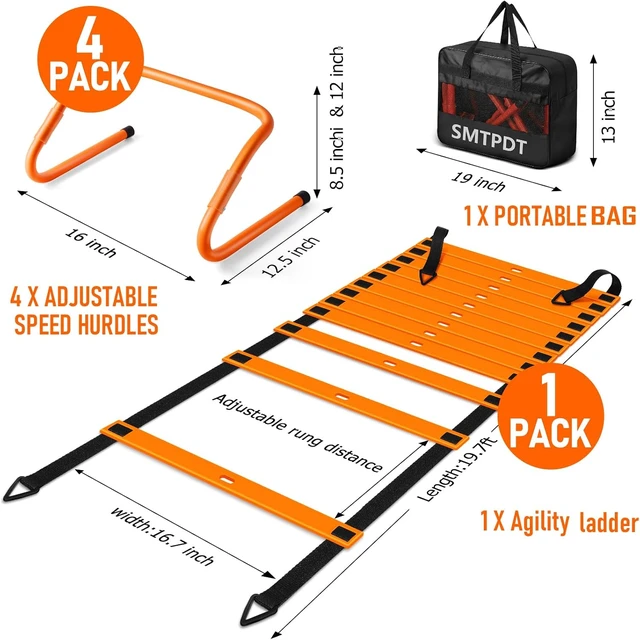 Alt view image 2 of 7 - Agility Ladder Soccer Training Equipment Set for Speed & Agility Training
