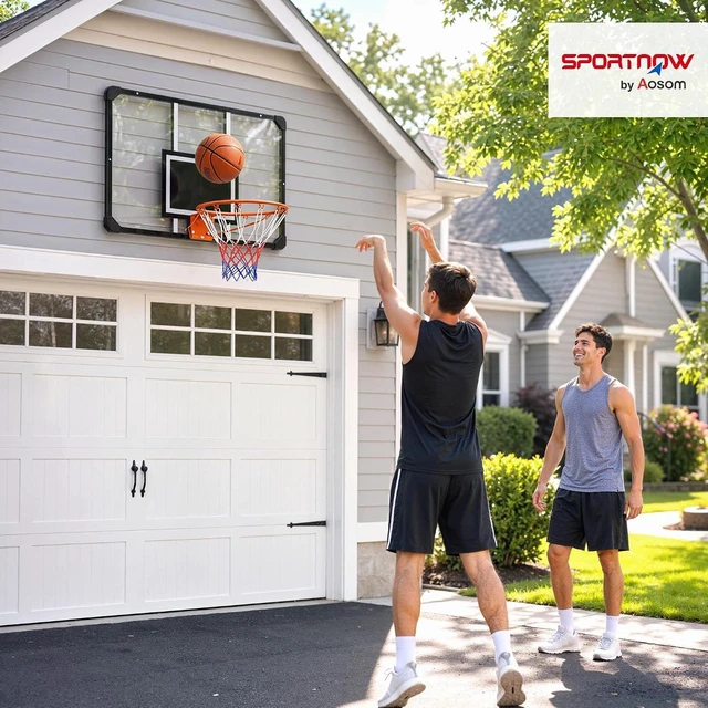 Alt view image 2 of 7 - Wall Mounted Basketball Hoop with 45"x29" Shatterproof Backboard