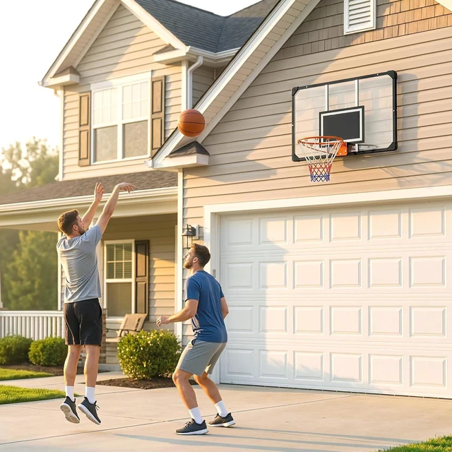 Alt view image 6 of 7 - Wall Mounted Basketball Hoop with 45"x29" Shatterproof Backboard