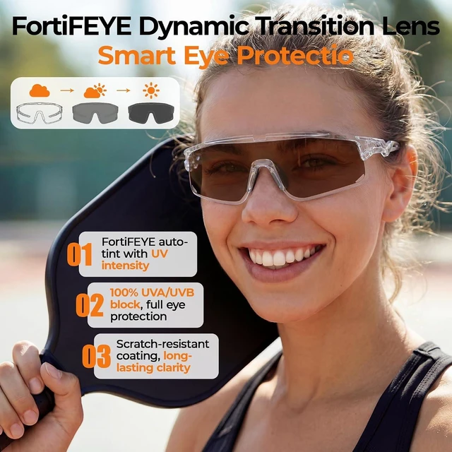 Alt view image 4 of 6 - Auto-Tinting Pickleball Safety Glasses for Men & Women ANSI Z87.1 Eye Protection