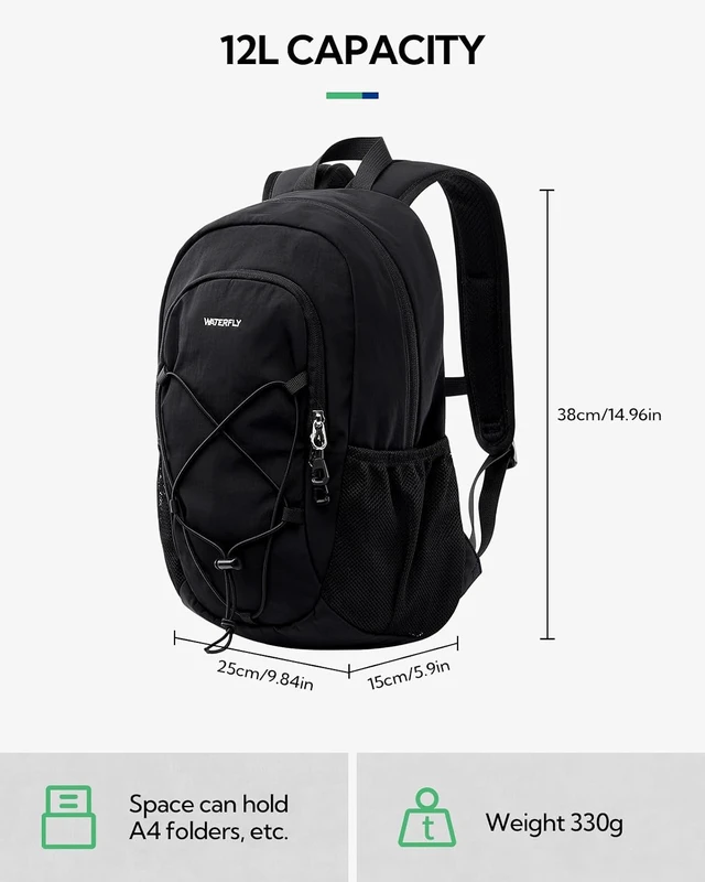 Alt view image 2 of 7 - 12L Lightweight Hiking Daypack Small Travel Backpack for Camping, Fitness, Cycling & Outdoor Sports for Women, Men & Teenagers