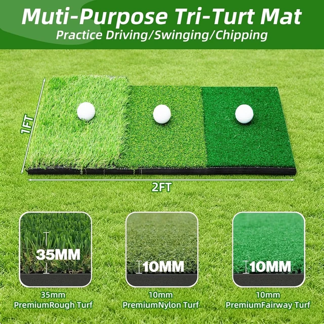 Alt view image 2 of 7 - 10 x 7 ft 600D Golf Practice Net for Backyard Driving & Chipping Hitting Aid with Mat, Target Cloth, 4 Tees, 5 Balls & Carry Bag, Ideal Gift for Men/Enthusiasts