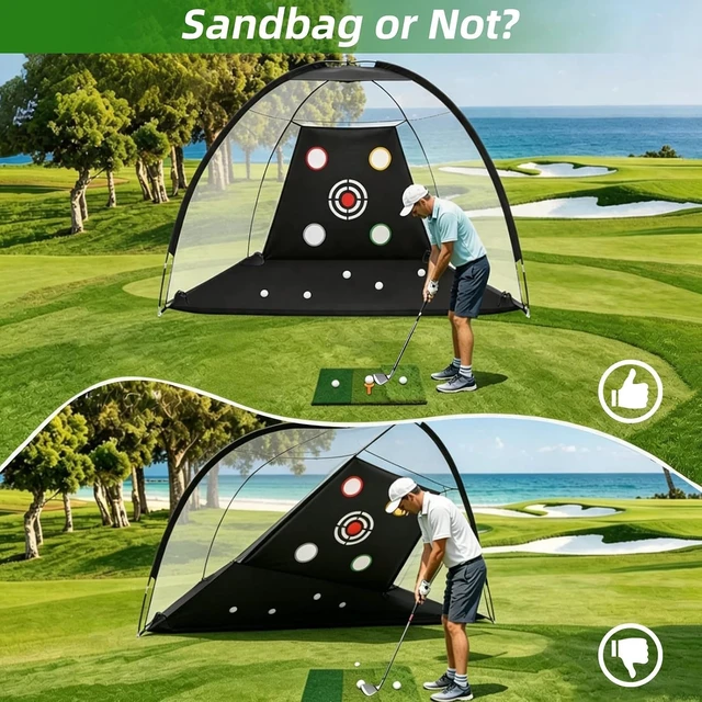 Alt view image 6 of 7 - 10 x 7 ft 600D Golf Practice Net for Backyard Driving & Chipping Hitting Aid with Mat, Target Cloth, 4 Tees, 5 Balls & Carry Bag, Ideal Gift for Men/Enthusiasts