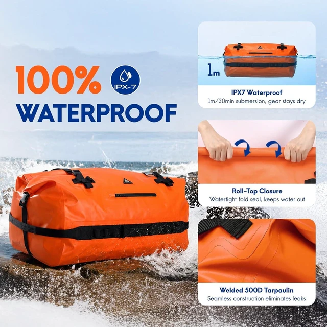 Alt view image 2 of 7 - Roll-Top Dry Duffel Backpack Bag IPX7 Waterproof