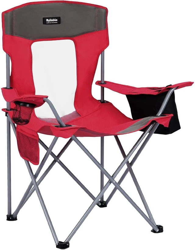 Main image of Portable Lightweight Folding Camping Lawn Chairs, Red