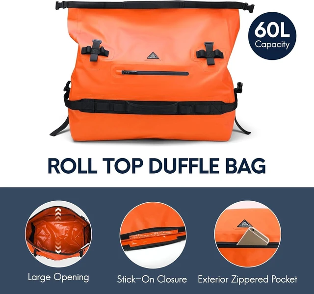Alt view image 5 of 7 - Roll-Top Dry Duffel Backpack Bag IPX7 Waterproof