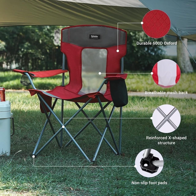 Alt view image 5 of 7 - Portable Lightweight Folding Camping Lawn Chairs, Red