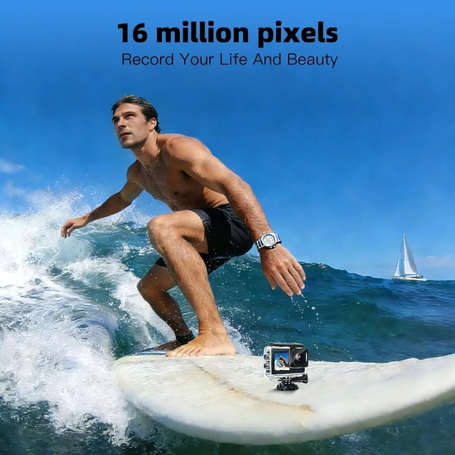 Alt view image 3 of 7 - 1080P FHD 16MP Underwater Action Camera with 2" & 1.3" Dual Screen 131FT/40M Waterproof Vlogging Camera, Includes 16GB Card, 2x1050mAh Batteries & Mounting Accessories (black)