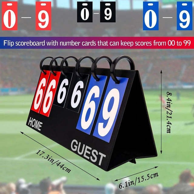Alt view image 2 of 7 - Tabletop Flip Scoreboard 6 Digits Flip Score Keeper Cards for Football, Basketball, Volleyball, Tennis & Outdoor Sports