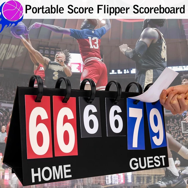 Alt view image 7 of 7 - Tabletop Flip Scoreboard 6 Digits Flip Score Keeper Cards for Football, Basketball, Volleyball, Tennis & Outdoor Sports