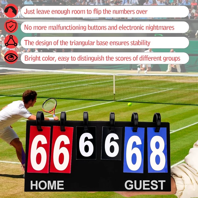 Alt view image 6 of 7 - Tabletop Flip Scoreboard 6 Digits Flip Score Keeper Cards for Football, Basketball, Volleyball, Tennis & Outdoor Sports