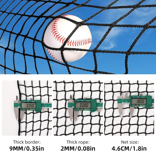 Alt view image 2 of 7 - Heavy Duty Baseball Batting Cage Net Various Size Backstop & Barrier Net for Backyard, Baseball & Softball