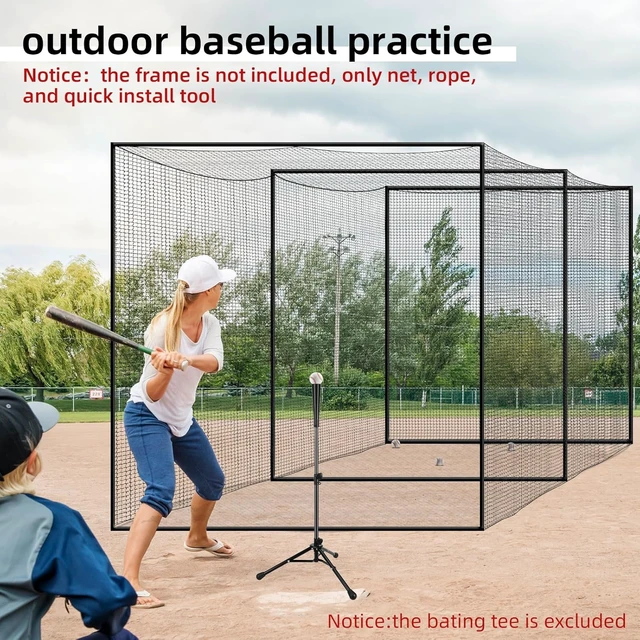 Alt view image 6 of 7 - Heavy Duty Baseball Batting Cage Net Various Size Backstop & Barrier Net for Backyard, Baseball & Softball