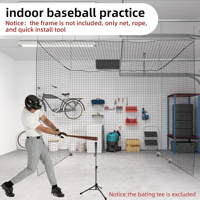 Alt view image 7 of 7 - Heavy Duty Baseball Batting Cage Net Various Size Backstop & Barrier Net for Backyard, Baseball & Softball