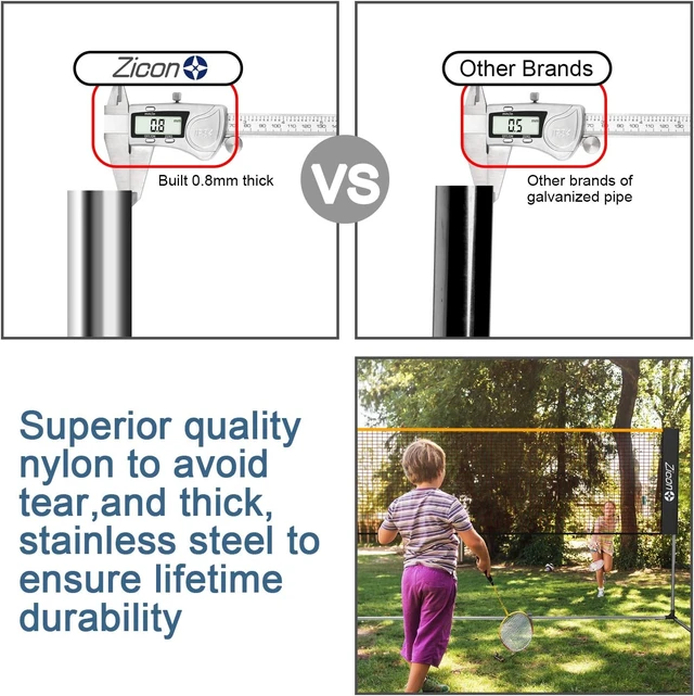 Alt view image 7 of 7 - Portable Badminton Net Set with Stainless Steel Foldable/Extendable Poles
