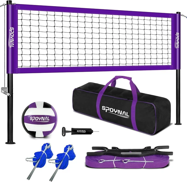 Main image of 32FT Portable Outdoor Volleyball Net Set with Adjustable Height & Winch