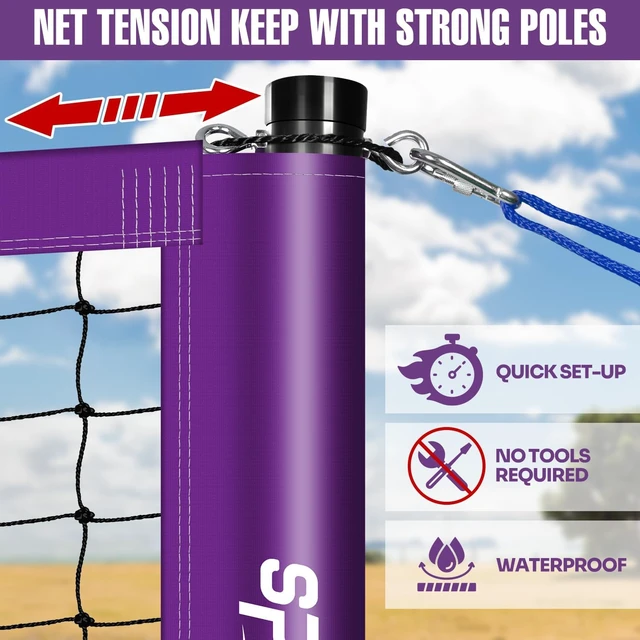 Alt view image 4 of 7 - 32FT Portable Outdoor Volleyball Net Set with Adjustable Height & Winch