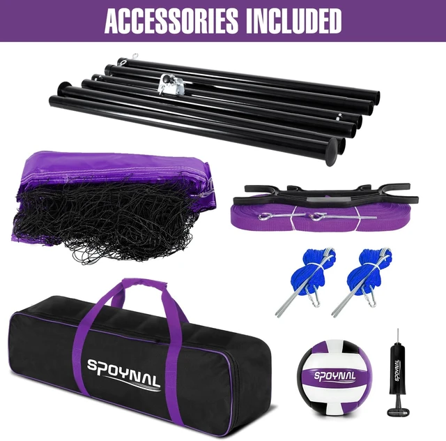 Alt view image 6 of 7 - 32FT Portable Outdoor Volleyball Net Set with Adjustable Height & Winch
